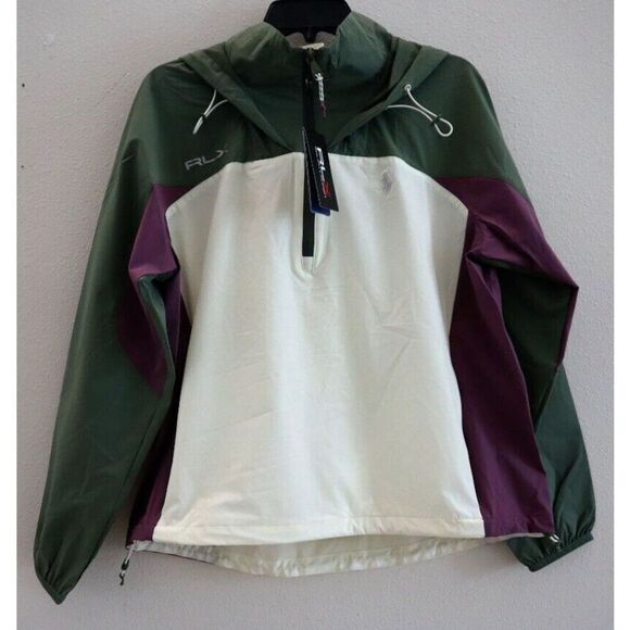 RLX x Ralph Lauren Women's Sz M Green Colorblock Hoodie Windbreaker Jacket $228 - Picture 1 of 11